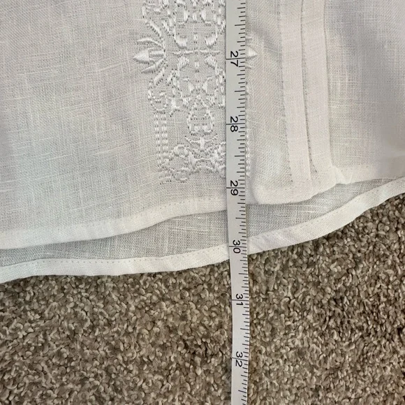 Bohio Men’s White Linen Fancy Guayabera Style Short Slv Shirt Embroidered Large - Picture 10 of 10